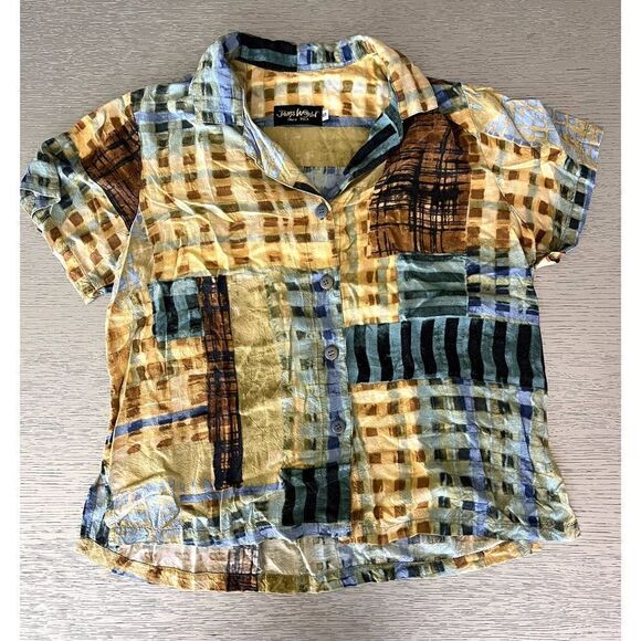 Jams World Rayon Shirttail Hem Gridlock Shirt Size Small - Picture 1 of 5